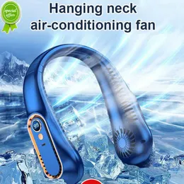 Neue Neue Hängenden Hals Ventilator Digital Display USB Aufladbare Ventilator Tragbare Klimaanlage Blattloser Stumm Neckband Fans Elektrische Ventilator