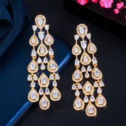 Orecchini di design in oro 18k con nappa lunga per donna, festa, zirconi cubici AAA, diamanti in rame, argento, orecchini da sposa da donna, gioielli di lusso, regalo di anniversario