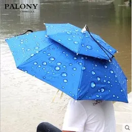 Paraplyer Palony Rain Gear Summer Creative Sun/Rain Solid Double Windproof Anti-UV Hat Fishing Portable