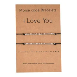 Charm Bracelets 2pcs Unisex I Love You Friendship Morse Code 여자를위한 비밀 메시지와 함께 불신 남성 연인 보석