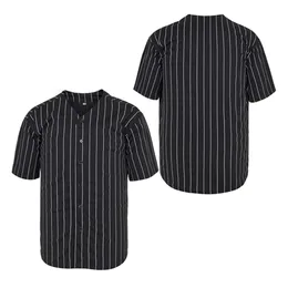 Custom Black White Stripe Authentic Baseball Jersey Stitching Name Number Size S-4XL