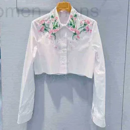 Koszulki bluzki damskiej projektant Spring Nowa koszula Fren Temperent Hvy Industry Diond Studded Nail d Fler biały krótka koszula gdf9