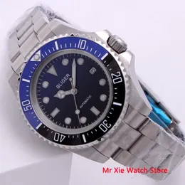 손목 시계 43mm 자동 기계 남성 시계 비즈니스 세라믹 베젤 데이 데이트 사파이어 유리 발광 손목 시계