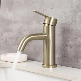 バスルームシンクの蛇口ula brushed Gold Faucet for Basin Washbasin Water Cold Mixer Taps Tap滝