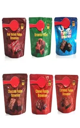 600MG Brownie edlbles packaging borse in mylar velluto rosso gommoso caramello fondente brownies cioccolato pacchetto commestibile buste prova odore po3190942