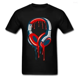 Herren-T-Shirts, musikalischer Übergang, DJ-Kopfhörer-Aufdruck, schwarzes T-Shirt, Funky Art Design, kurzärmeliges T-Shirt für Erwachsene, individuelle Rap-Kleidung