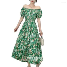 Abiti casual Abito lungo estivo per donna Trendy Plaid Slim Femme Vestido Bohemian Chiffon Elegante Lady Floral Vacation