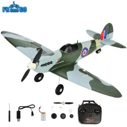 Electric/RC Aircraft Spitfire RC Plan 2.4G 4Ch 6-Axis Epp Foam 450mm Wingpan One-Key Aerobatic Spitfire RTF RC Warbird Mini Airplane Toys Gifts 230525