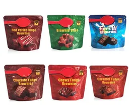 600MG Brownie edlbles packaging sacchetti in mylar velluto rosso gommoso caramello fondente brownies cioccolato pacchetto commestibile buste prova odore po1659673
