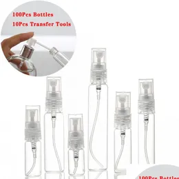 Förpackningsflaskor 2 3 5 7 10 15 ml gram Mini Clear Glass Spray Bottle Atomizer Refillerbar per injektionsflaska Fina dimma tomma kosmetiska prov GIF DHRW7