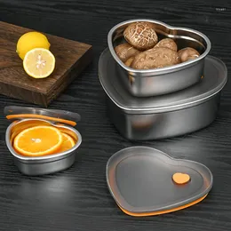 Geschirr-Sets, 3 Größen, 304 Edelstahl, Bento-Lunchbox mit Deckel für Schule, Studenten, Arbeiter, herzförmige Aufbewahrungsbehälter