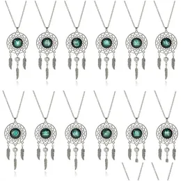 Pendant Necklaces Long Chains Dream Catcher Necklace Handmade Bohemia 12 Zodiac Women Jewely Gift Drop Delivery Jewelry Pendants Dhgkj