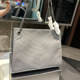 Niki Tote Einkaufstasche Damen Umhängetaschen Echtes Leder Innentasche mit Reißverschluss Magnetverschluss Taschen mit großer Kapazität Modebuchstaben