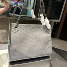 Bolso de compras Niki, bolsos de hombro para mujer, bolsillo interno con cremallera de cuero genuino, cierre magnético, bolsillos de gran capacidad, letras de moda