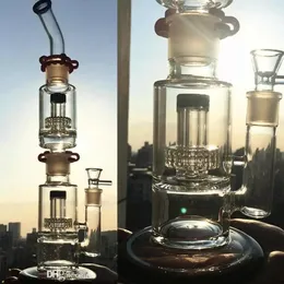 Stereo Matrix Perc Hookah Pipe 17.7 Inch Tall Bong Thick Glass Dab Rig Removable Water Bubbler Set for Dabs Smoking Heady Big Recycler Oil Rigs 18mm Joint