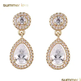 Charm Fashion Drop Earrings Dingle With Crystal Zircon Gold Sier Color Copper Statement Luxury Jewelry Engagement Present For Delivery Dhuyi
