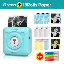 Drucker Original Peripage Mini Pocket Green Drucker Bluetooth A6 Thermal Photo Drucker Mobiltelefon Android iOS Geschenk mit Papieren