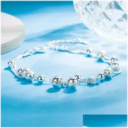 Bracelets de link de cadeia Doubleckeck Sier Bolas de estrelas Pulseira pequena com jóias de moda S925 para mulheres Drop Bell Drop DHOPL