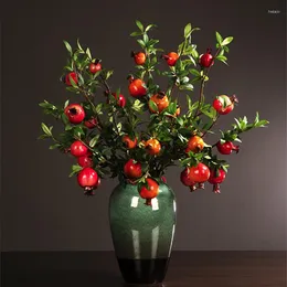 Fiori decorativi Melograno Fiore artificiale Frutta rossa Rami secchi Decorazione domestica Ornamenti Bouquet di piante da soggiorno