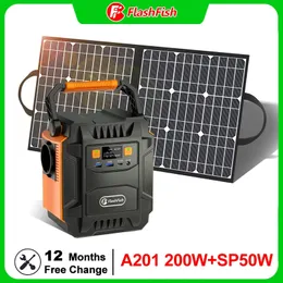 Flashfish Solar Generator 200W 휴대용 발전소 230V EU 소켓 172Wh 50W 휴대용 태양 광 패널 18V 태양열 충전기 키트