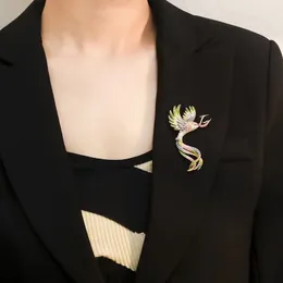 중국 스타일 레트로 에나멜 브로치 그라디언트 컬러 피닉스 라이트 브로치 여성 핀 슈트 재킷 고급 액세서리
