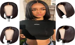 Ishow Straight 26 Swiss Lace Front Wigs Short Bob Wig Virgin Human Hair wigs Brazilian Indian Peruvian for Women All Ages 814inc407692769