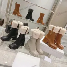 Boots Top Designers Luxurys Women Rain Boots Style Protproof Waylly PVC PVC Rains Shoe Zipper Vintage Square Head Shoes Knee-Mgqk#