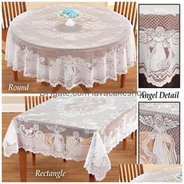 테이블 천을 으깨기 쉬운 천사 레이스 흰색 식탁보 연회 소박한 가정 장식 Ers Decoration1 드롭 배달 가드 DHNBP