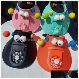 Party Hats Summer Chadgeble With Fan Sun Visor Hat Boys and Girls Protection Outdoor for Children/ADT Drop Delivery Home Garden F Dhoew