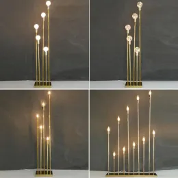 Dekoracja imprezowa 10-główna złote metal Candelabra Candle Holder Wedding Table Centerpiece Home Wysoki elektroniczny świecznik
