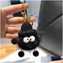 Keychains Lanyards Frustrated Ins Small Briquettes Plush Keychain Student Bag Pendant Car Key Ring Girl Decoration Accessories Gif Dhenl