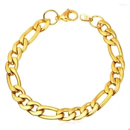 Chain Link Bracelets Chainspro Men Jewelry Stainless Steel 316L Never Fade Wholesale 9 Mm Thick Figaro Bracelet H580 Drop Delivery Dhsye