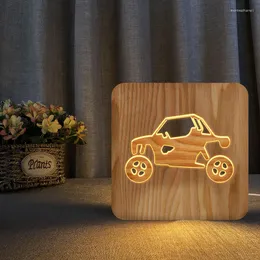 Table Lamps Vehicle Desk Lamp Bedroom Bedside Novelty Product Wooden Head Solid Wood Carving Creative Ornament