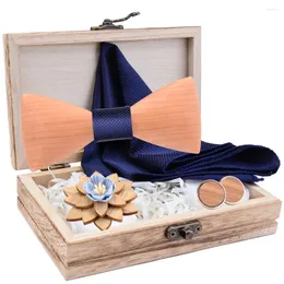 Fliegen 3D Männer Holz Krawatte Set Fliege Und Taschentücher Manschettenknöpfe Brosche Krawatte Für Business Hochzeit Party Gravata Zubehör Geschenke