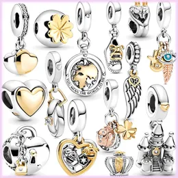925 Sterling Silver Pandora Charm مناسبة لصالح Love Lock Trown الأصلي ، وعيون الريش قلادة المجوهرات DIY الولادة الحرة