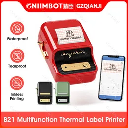 Printers Niimbot B21 Thermal Label Printer Pocket Barcode Sticker Tag Cable Fast Printing Bluetooth Handheld Android IOS Home Use Office