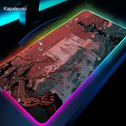 Almofadas RGB LED Mause Pad Computador Gamer Gaming Japonês Anime Mousepad Accessiores 900x400 Mouse Pad Grande Teclado para Mesa Play Mat