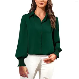 Women's Blouses OL Office Women Tops And Blouse Elegant Flare Long Sleeve Button Down Shirts Blusas Mujer 2023 Autumn Casual Chemise