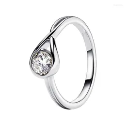 Cluster Rings Wedding Bands Brilliance Infinity Finger For Women 925 Sterling Silver Original Jewelry Tension Setting Round Clear Zircon