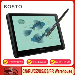 Tablets Bosto 12hda Quadris LCD Gráficos Desenho Tablet Monitor 11.6 Polegada Tamanho 1366x768 Display 8192 Nível de Pressão Tecnologia Passiva