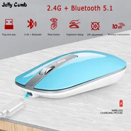 Mäuse Jelly Comb Kabellose Maus, Bluetooth 5.1, wiederaufladbare Maus für Laptop, Notebook, iPad, ergonomische Mäuse, geräuschlos, 1600 DPI, verstellbar