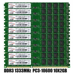 RAMS 10pcs x 2 GB DDR3 1333MHz PC310600U Desktop Memory Dimm 240pin RAM 1.5 V noncc