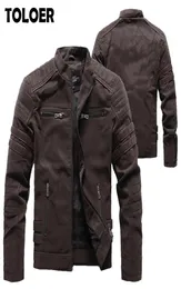 Chaqueta de cuero para hombre Otoño Invierno nuevo Men039s moda motocicleta PU chaquetas de cuero abrigo masculino Stand Collar Slim Casual chaqueta 207821023