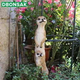 Outdoor Garden Resin Mongoose Crafts Statues Decoration Home Courtyard Balcony Cute Cat Animal Sculptures Decor Park Ornaments T205843644