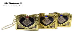 Nowy złoty heartshape mini arabska wersja Koran Książka Klapetain wisiorka Kreki Koran Pisma Keyring Muzułmańskie Dary Islam Religijne12114622