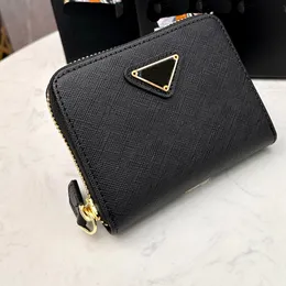 Tasarımcı kadın cüzdan çanta kadın erkek orijinal kutu hakiki deri lüks Siyah mini cüzdan moda klasik harfler üçgen marka çiçek patters