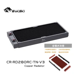 Resfriamento bykski 28mm de cobre de espessura + latão 280 mm de água de descarga de água radiador de calor líquido radiador de metal para ventiladores de 140 mm G1/4''THREAD