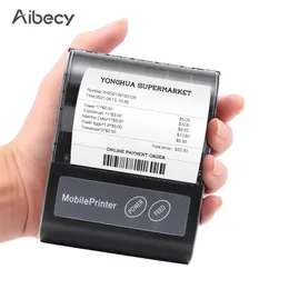 Yazıcılar Aibecy Taşınabilir BT 80mm Termal Makbuz Yazıcı Kişisel Mini Bill POS Şarj Edilebilir Pil Desteği ile Mobil Yazıcı ESC/POS