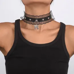 Chains 2023 Black Original Suebu Style Sexy Lace Metal Choker Butterfly Chain Leather Punk Sweet Female Ornaments