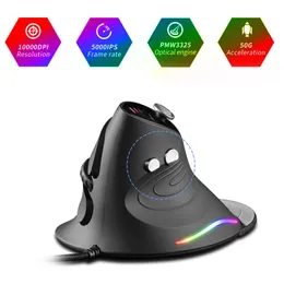 Mice ZELOTES C10 Ergonomics Vertical Gaming Mouse 5 Modes 10000DPI RGB Wired Right Hand Mice Gaming Mouse For PC Laptop Computer